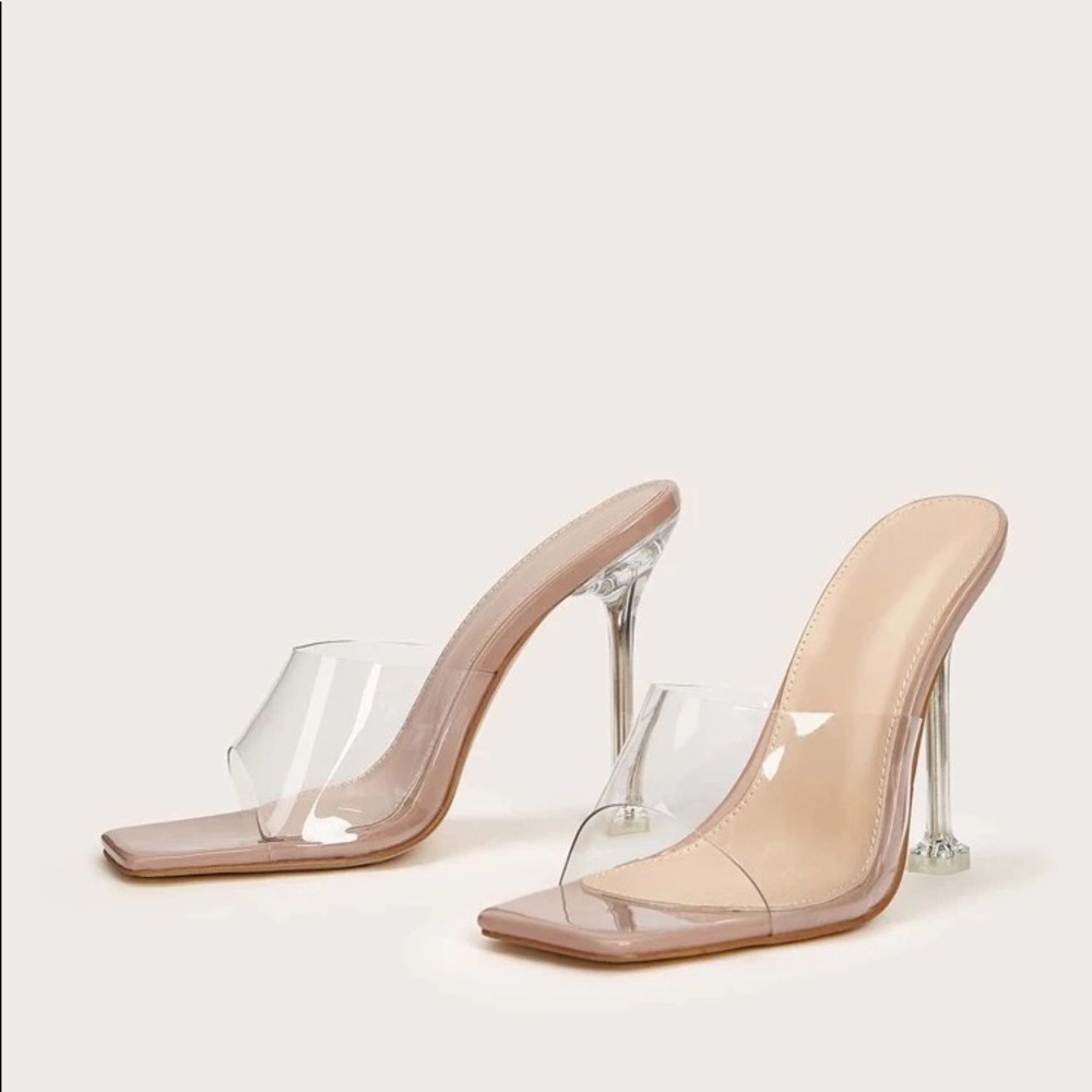 Clear Open Toe Ultra High Heeled Mules